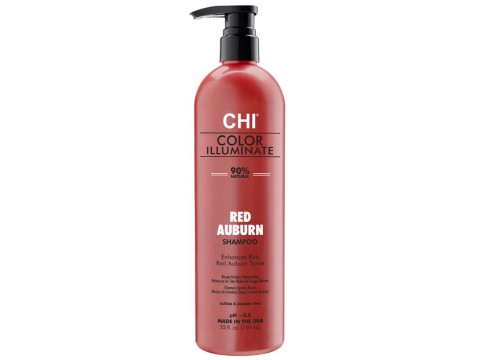 CHI IONIC COLOR ILLUMINATE spalvą atgaivinantis šampūnas – Red Auburn (Raudona spalva), 739 ml